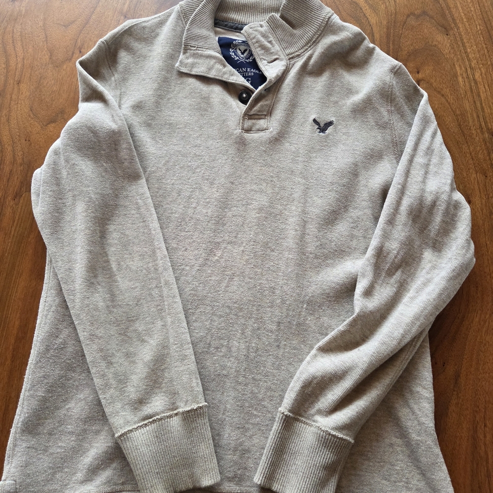 American Eagle Outfitters Beige Henley Shirt